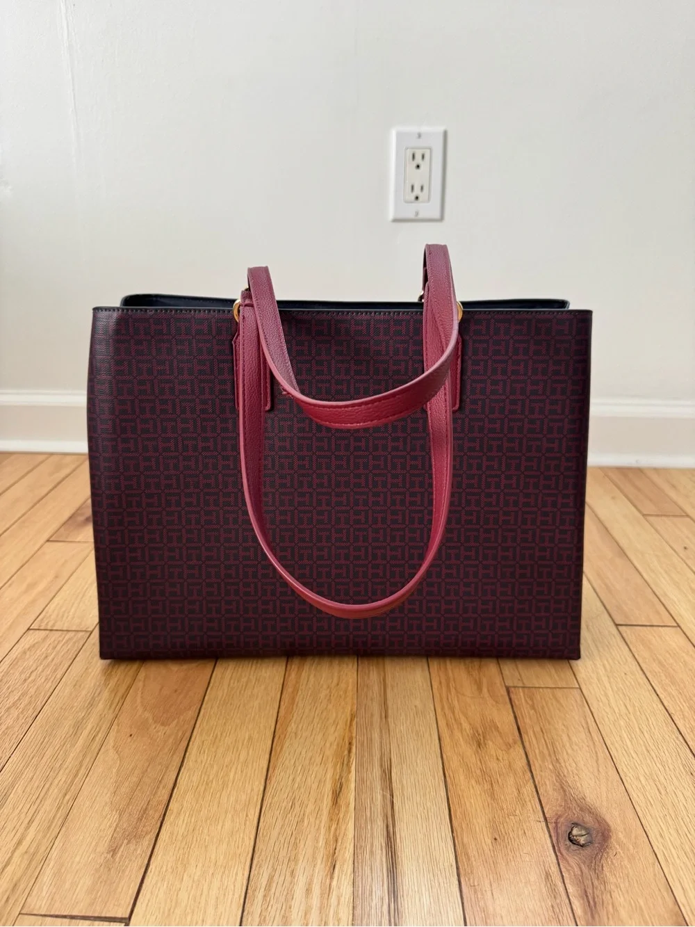 Tommy Hilfiger Burgundy Monogram Satchel